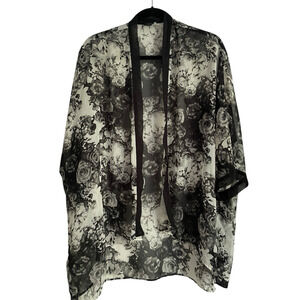 Divided H&M Kimono Womens Large Boho Blouse Whimsigoth Flowy Fairy Semi Sheer